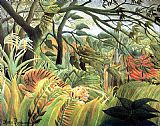 Famous Tiger Paintings - tiger in a tropical storm